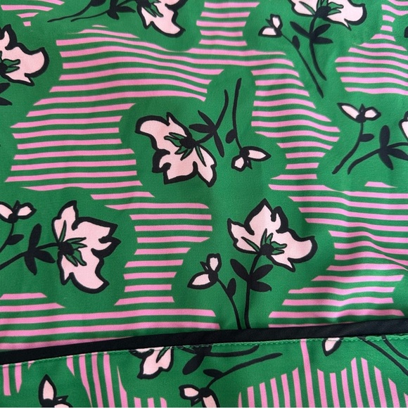 Eloquii Plus Size Green and Pink Striped Floral Shorts - Picture 9 of 9